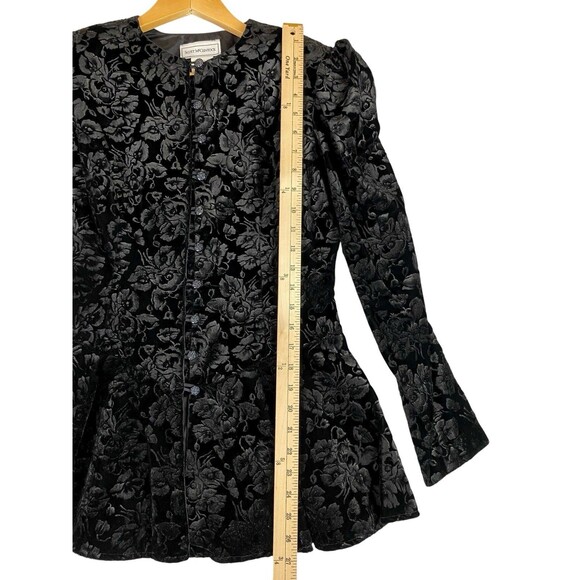 Vintage Scott McClintock Velvet Jacket 6 Strong Shoulder Peplum Goth Steampunk - Picture 6 of 8
